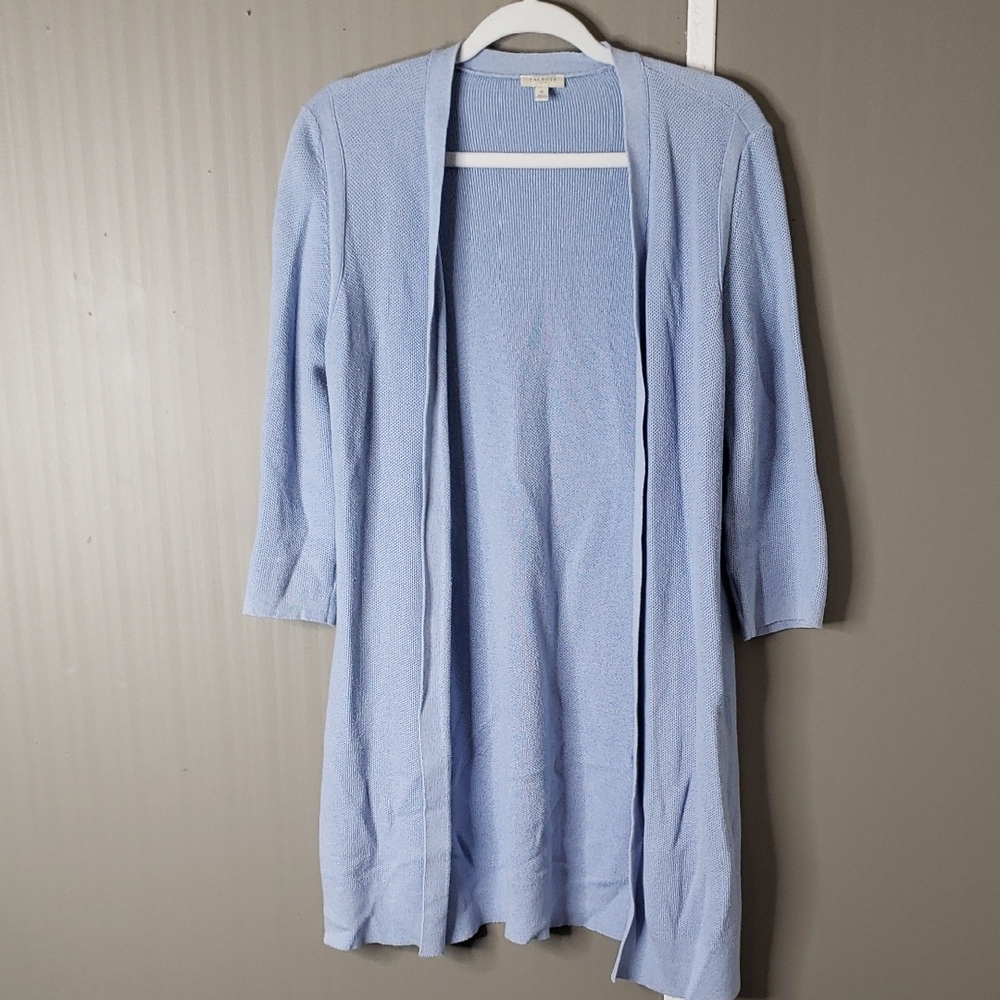 Talbots Light Blue Long Cardigan Open Front Size Medium M
